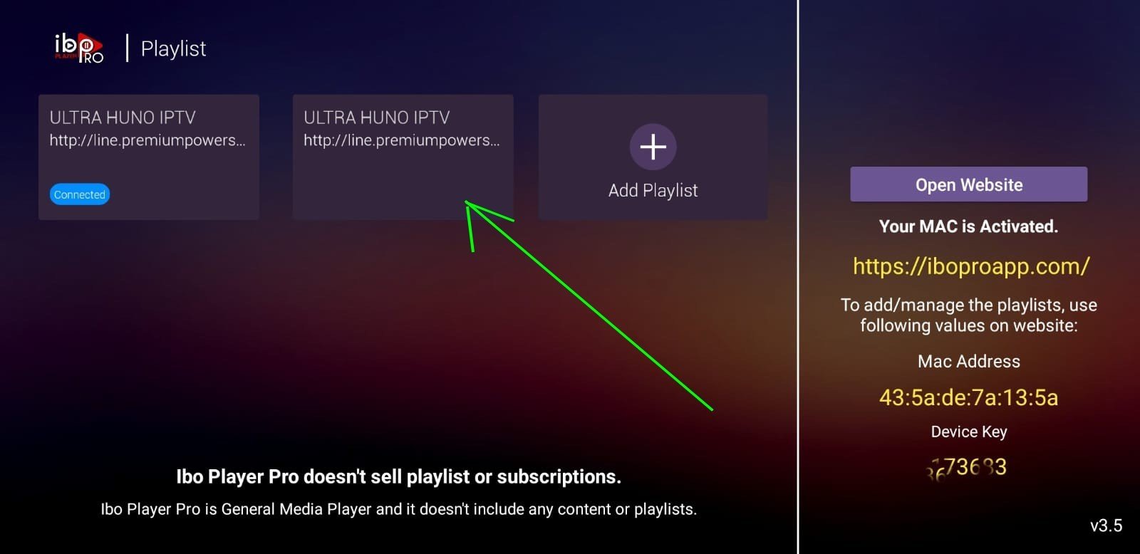 Select playlist in Tubioffers.com app