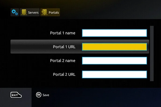 Enter Portal name and URL on MAG Box